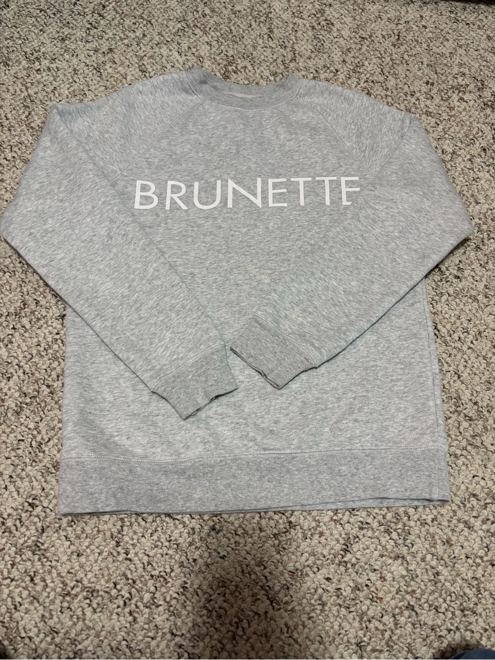 Brunette The Label Light Gray Crewneck Sweater with White Logo